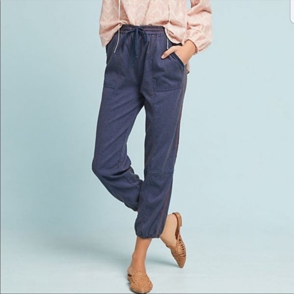 Anthropologie Dylan Speckled Jogger Pants Navy Blue/Orange Size Small Highrise